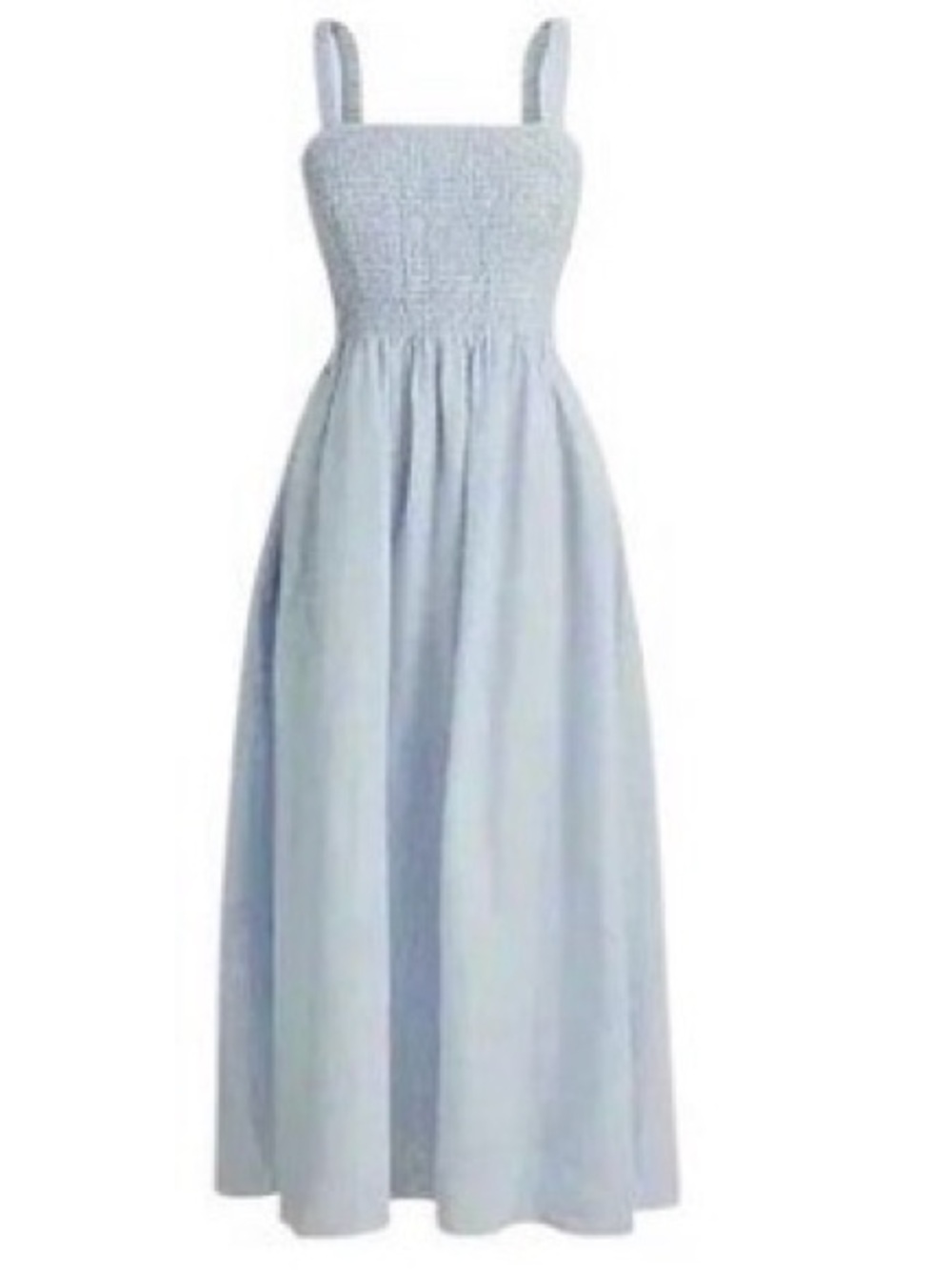 J.Crew NWOT SunDress 2x smocked Blue & White cotton & linen w shoulder straps